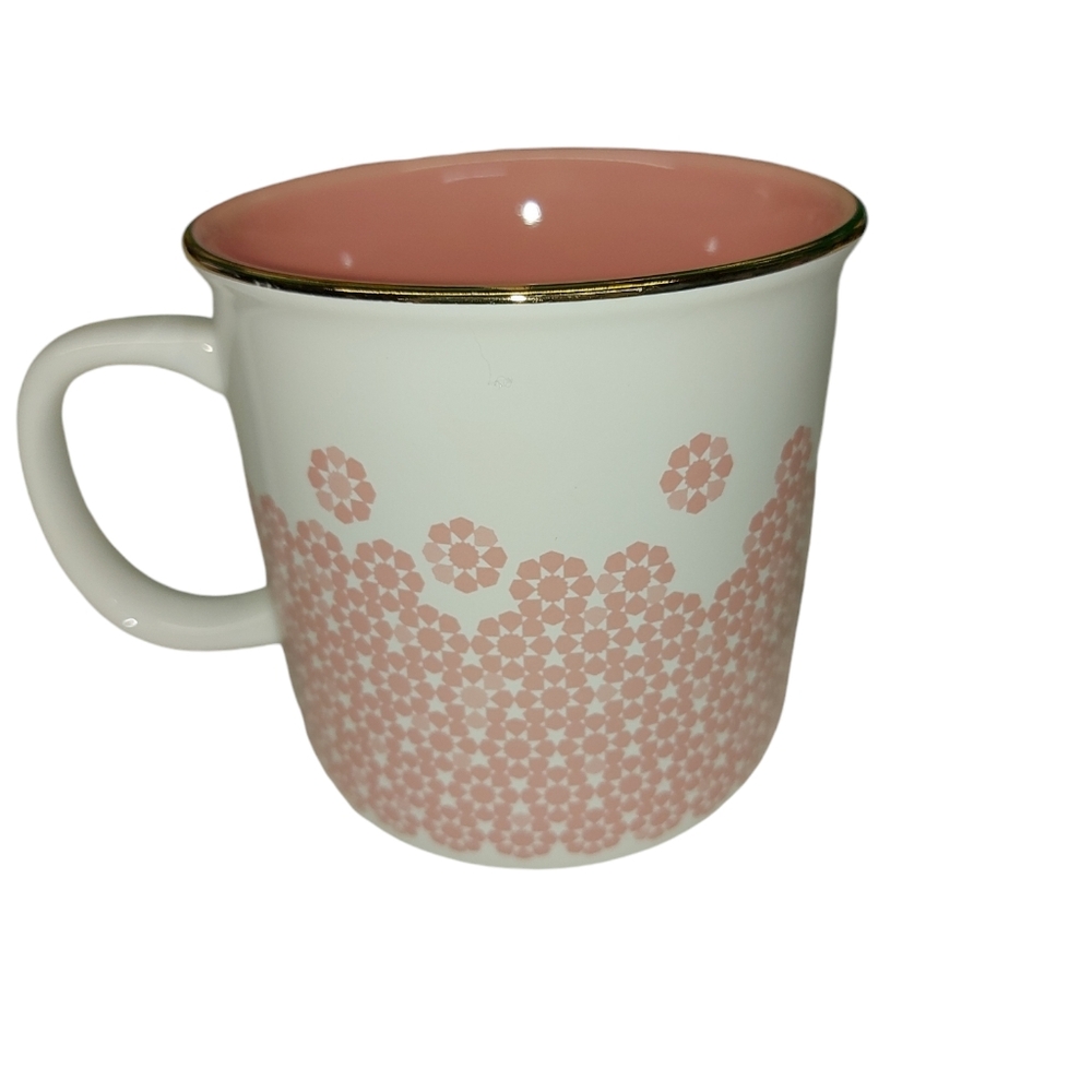 David's Tea Mug Pink, White and Gold